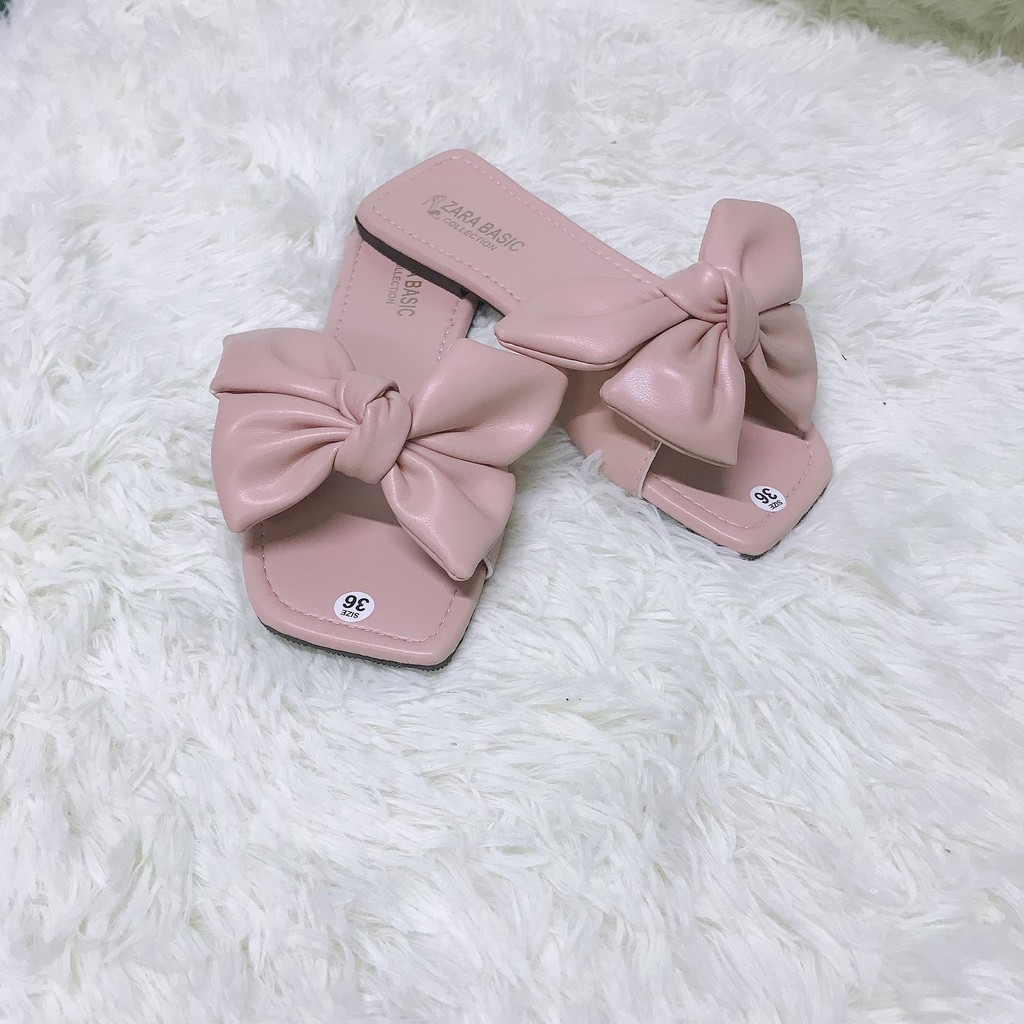 Dép bệt Nữ Phối Nơ Bản Rộng .