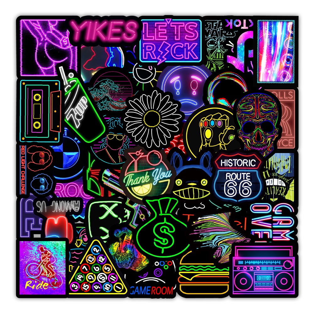 100 hình nhãn dán sticker mẫu Neon Graffiti Dán Hành Lý Xe Tủ Lạnh mũ bảo hiểm Trang Trí chống thấm nước