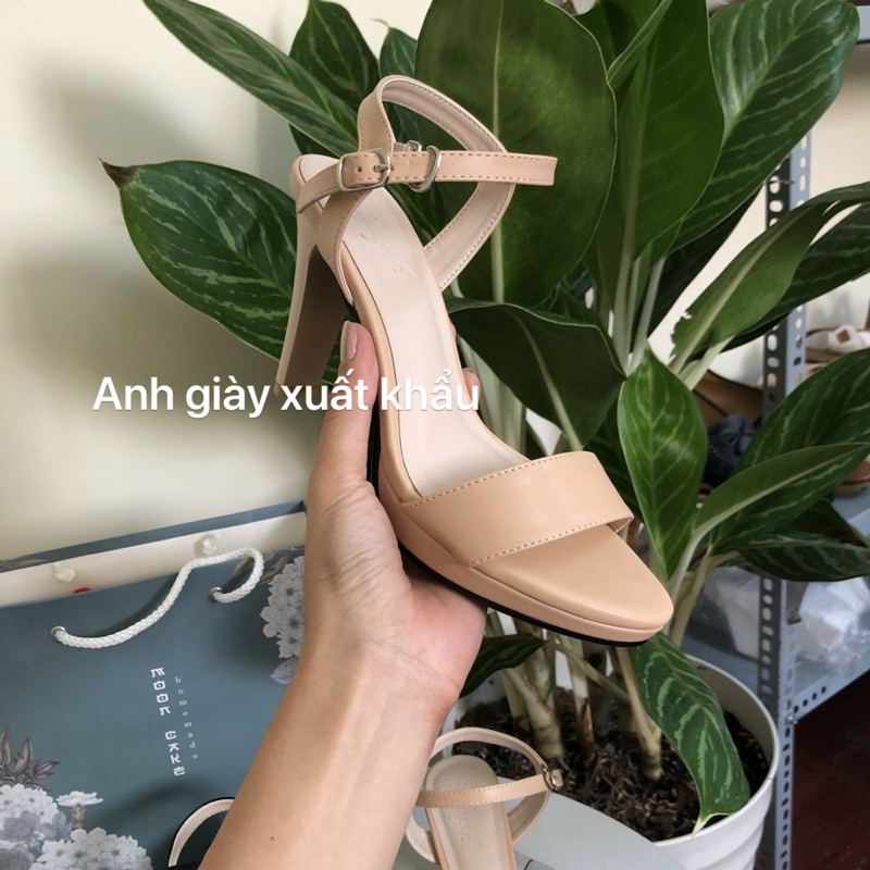 SD09 - Sandal nâng đế quai ngang da lì gót dẹt 9p hàng Việt Nam xuất khẩu
