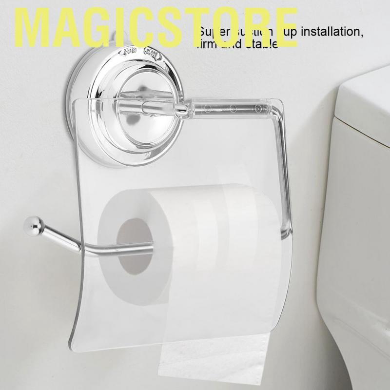 Magicstore Waterproof Toilet Paper Holder Suction Cup Installation Home Hotel Bathroom Storage Roll Stand