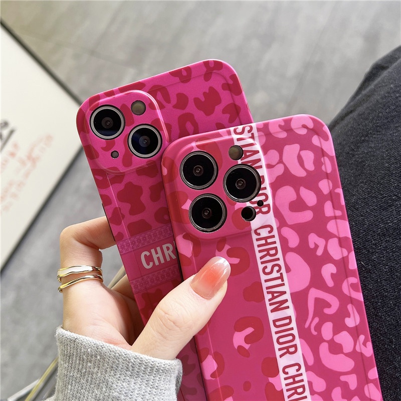 Ốp Điện Thoại IMD Mềm Họa Tiết Da Báo Hồng Hoạt Hình Cho IPhone14 13 12 11 MAX X/XS XR XSMAX 7P/8P
