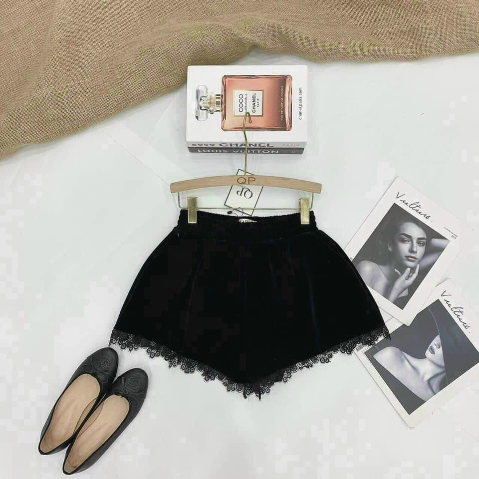 Quần short nữ chất nhung phối ren siêu gợi cảm