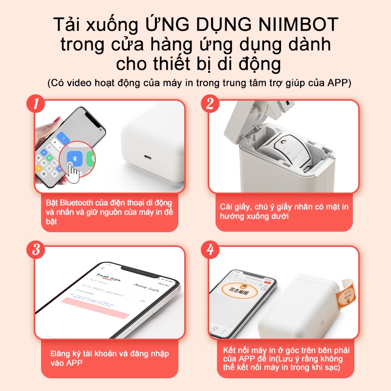 Máy in nhãn nhiệt Niimbot D11/ D110 kết nối Bluetooth không dây thích hợp cho điện thoại Android/ IOS
