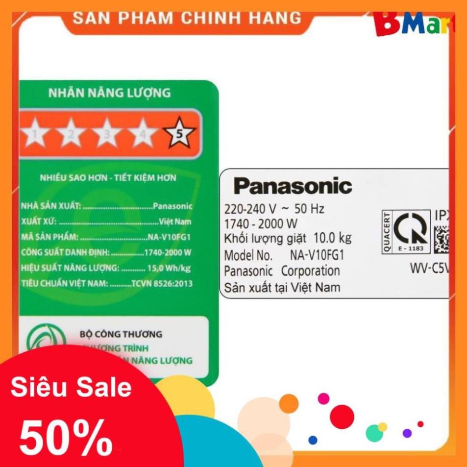 [ FREE SHIP KHU VỰC HÀ NỘI ] Máy giặt Panasonic cửa ngang 10 kg NA-V10FG1WVT  - BM NEW