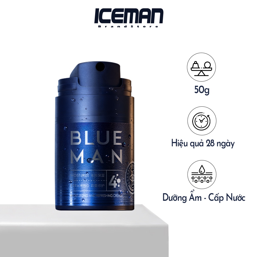 Kem Dưỡng Da Cho Nam BLUEMAN - Dưỡng Ẩm, Làm Sáng Da, Chống Lão Hóa 50g ZL118