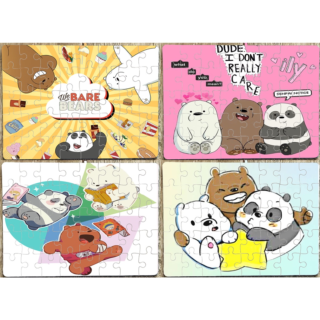 tranh ghép hình ba anh em gấu A5 40 mảnh TGHI4 cute molang pusheen gấu brown tonton bé đào khủng long hoàng đế mèo capoo