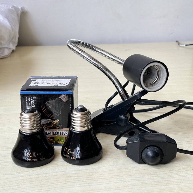 Đèn sưởi sứ mini ban đêm, bóng đèn sưởi ấm cho thú cưng, bò sát, chó, mèo, gia cầm không ánh sáng kèm kẹp đèn