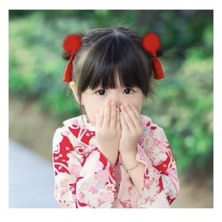 Dây cột tóc đỏ cho bé kèm cục bông đỏ