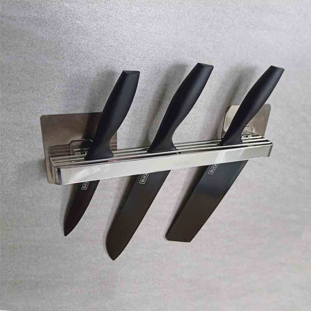 Kệ để dao dán tường nhà bếp Giá treo dao Inox thiết kế 2 ngăn dán tường siêu chắc chắn -KitchenDecor