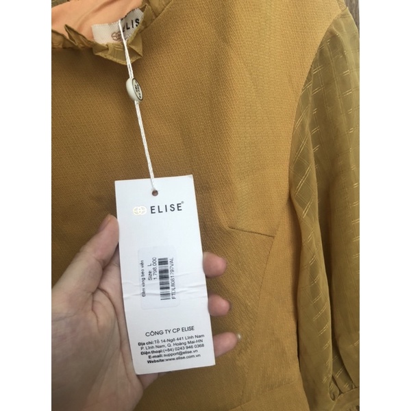 Elise newtag đầm vàng tay phối mới nguyên tag M/L