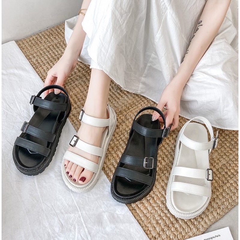 (Sẵn hàng) Sandal cao su dẻo quai ngang bản Hàn 2021