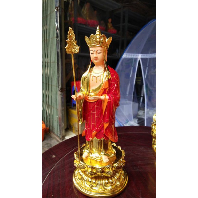 Tượng Địa Tạng đứng 40cm dát vàng