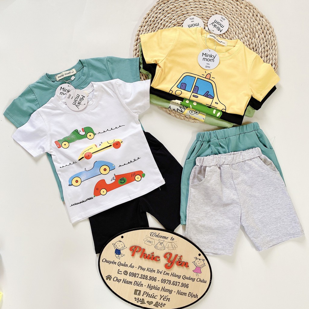 Sale !!! Bộ Cộc Tay Cotton 100 % Hàng Minky Mom In Họa Tiết ZOOMA-Quấn Có Túi Cho Bé (8-18kg)(1413 )_Shop Phúc Yến