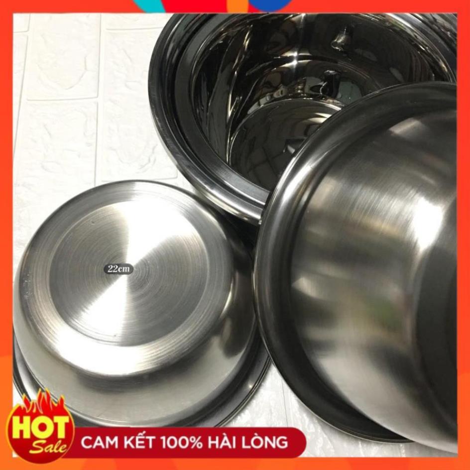 Thau chậu bát sâu lòng inox su 304 siêu dày nhiều size 18-20-22- 24-26-30-32-34-36-38-40cm,🥣 bát trộn bột inox