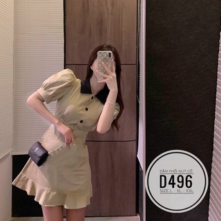 Bigsize Đầm phối nút cổ D496