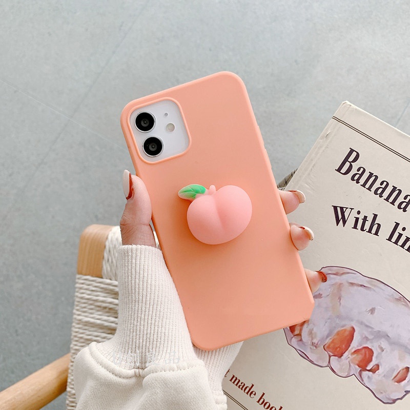 Ốp điện thoại TPU silicon mềm hình quả đào 3D cho OPPO Realme C12 C15 C17 C20 C25