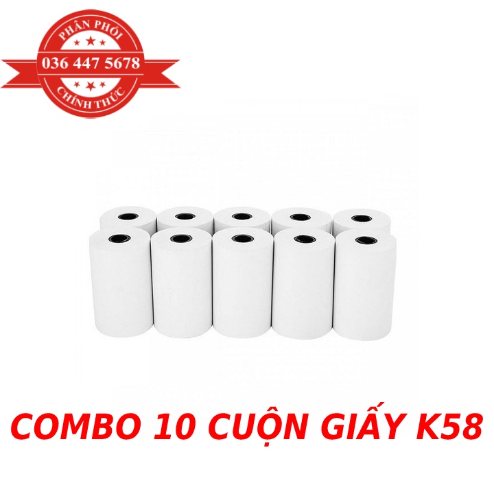 Combo 10 Cuộn Giấy In Nhiệt K58, K80 Chuyên Dùng In Bill, Hóa Đơn
