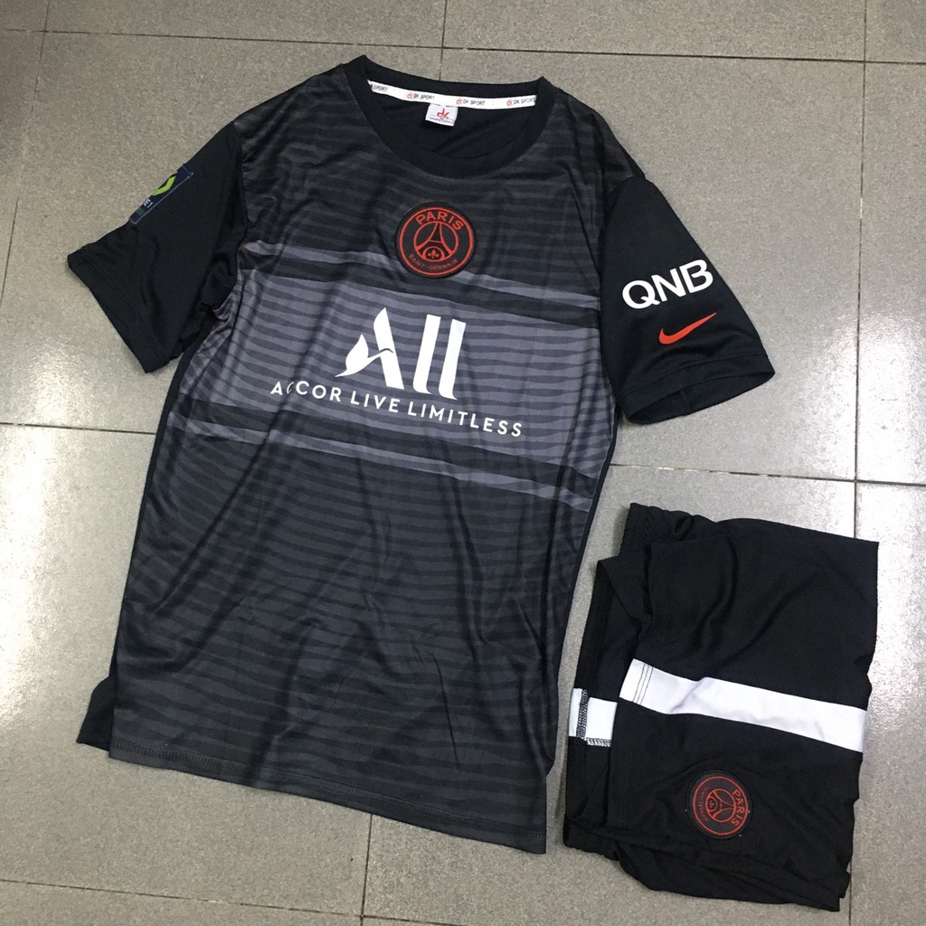 Bộ quần áo đá banh CLB PSG Đen xám mẫu thứ 3 FLG