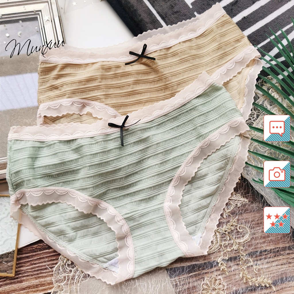 Quần lót nữ Cotton lạnh cao cấp viền ren sexy co dãn thoáng khí - MUNXUU QC34