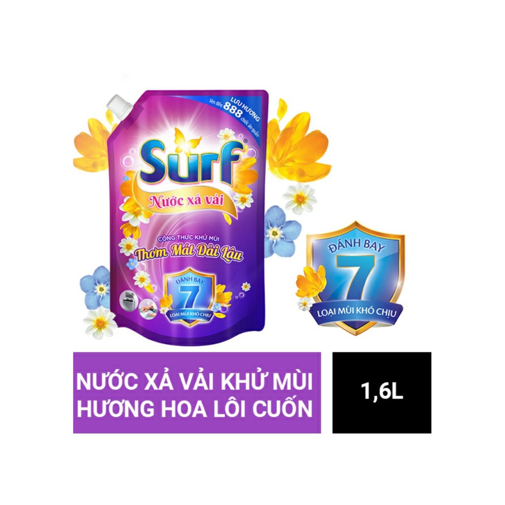 [Hoả Tốc] Nước Xả Vải SURF 1.6 lít túi cao cấp có vòi gồm 2 mùi hoa lan tỏa và hoa lôi cuốn