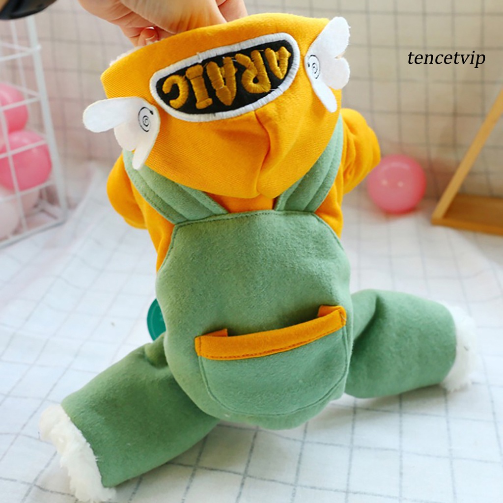Áo liền quần mùa đông bằng vải cotton polyester hình gấu sư tử hoạt hình dễ thương cho cún cưng