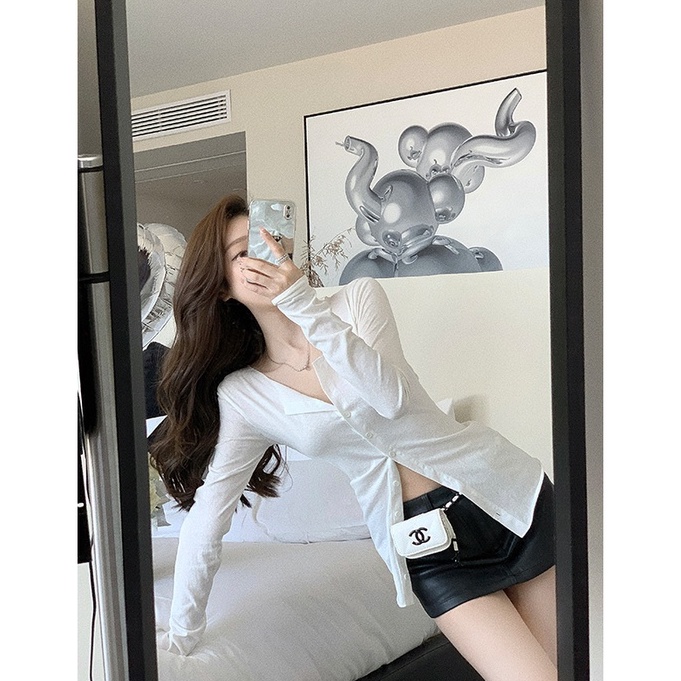 Áo Thun cardigan Mỏng Tay Dài Ôm Eo Thoáng Khí Chống Nắng Dễ Phối Đồ Cho Nữ