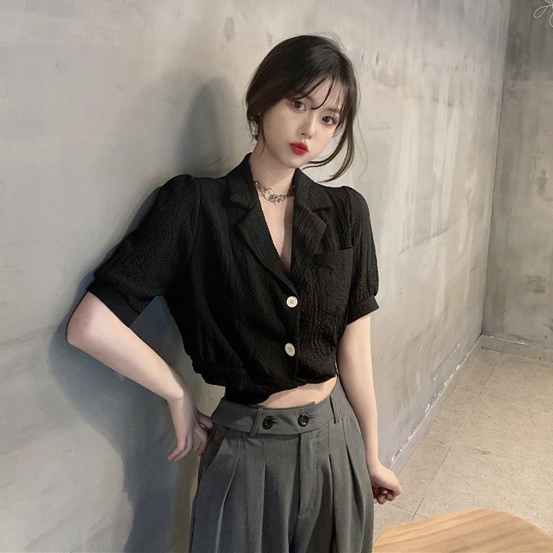 Áo croptop BH tay ngắn phối bèo thời trang mùa hè trẻ trung cho nữ