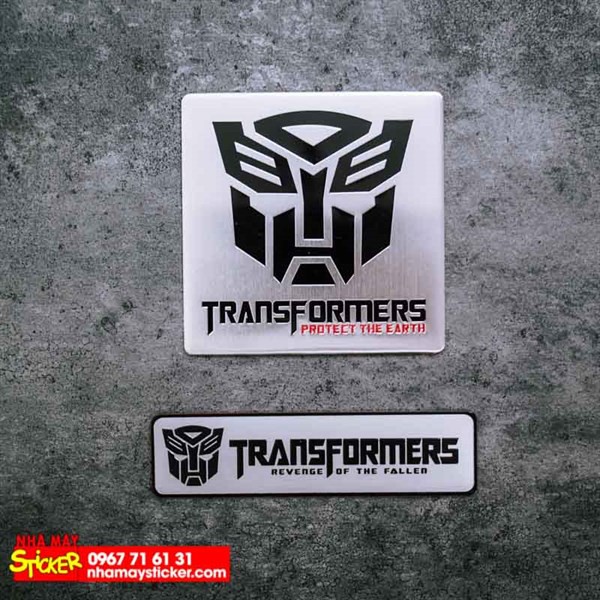 Set 2 sticker metal hình dánTransformer - PROTECT The Earth