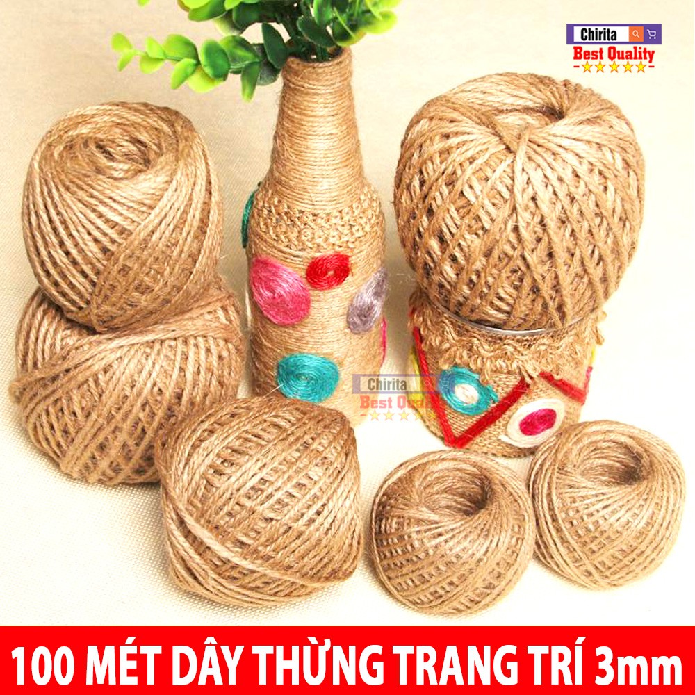 100 Mét Dây Thừng Trang Trí 3mm - Dây Làm Handmade - Dây Thừng Gai - Dùng Để Quấn Lọ Hoa, Gói Quà, Treo Đèn, Treo Ảnh,..