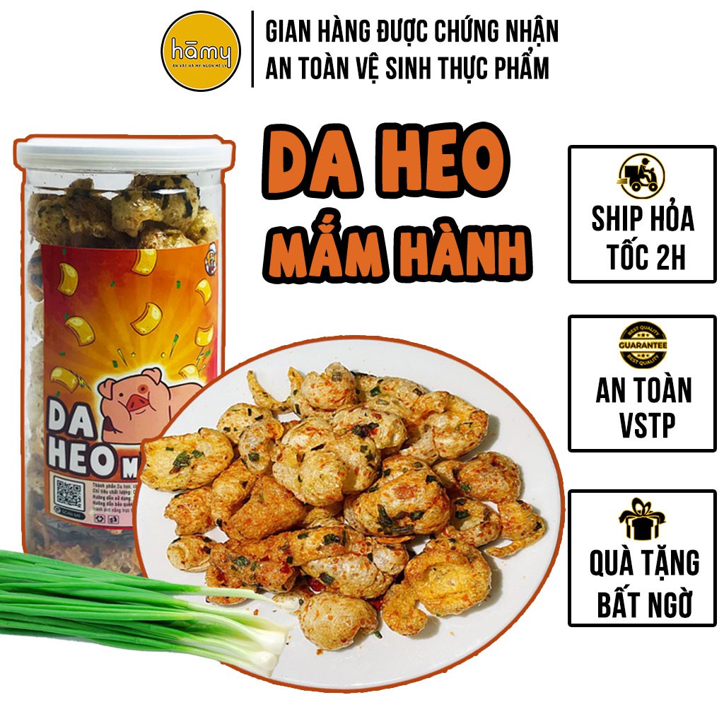 Da heo chiên giòn sốt mắm hành - da heo mắm hành hũ pet 160g ăn vặt Hà My