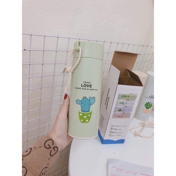 Bình giữ nhiệt Hoạ tiết xương rồng 400ml( Giao ngẫu nhiên màu )