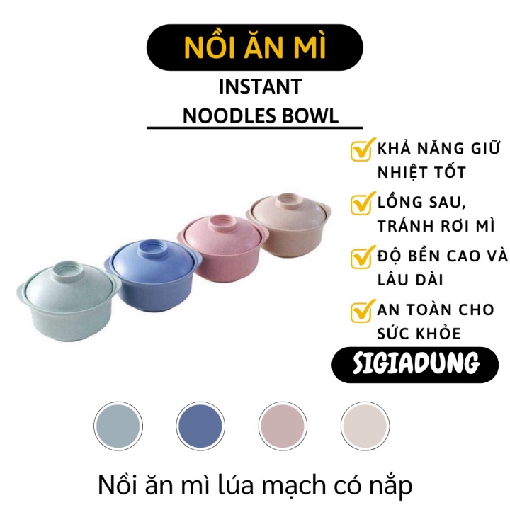 Bát Ăn Mì Có Nắp Đậy - Tô Ăn Mì Lúa Mạch Giữ Nhiệt Tốt Phong Cách Nhật Bản 8442
