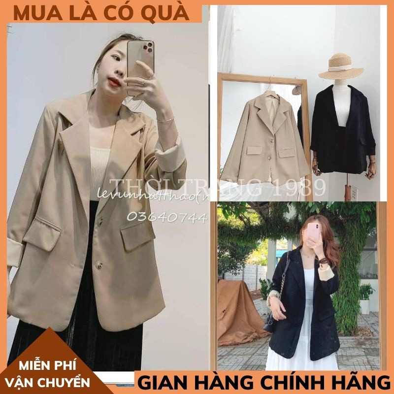 Áo khoác vest blazer nữ phong cách hàn quốc 2 túi dán chất cao cấp- màu đen blazer nữ tay dài trơn cho nữ