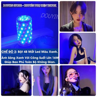 Đèn LED tiktok đổi màu 3 trong 1 - Hồng, Xanh Đèn Led màu quay decor trang trí nhà cửa
