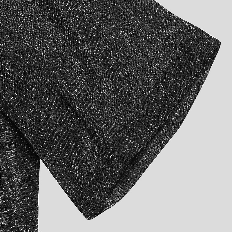 INCERUN Men 3 Colors Short Sleeve Round Neck Transparent Shinny Solid Color T-Shirts