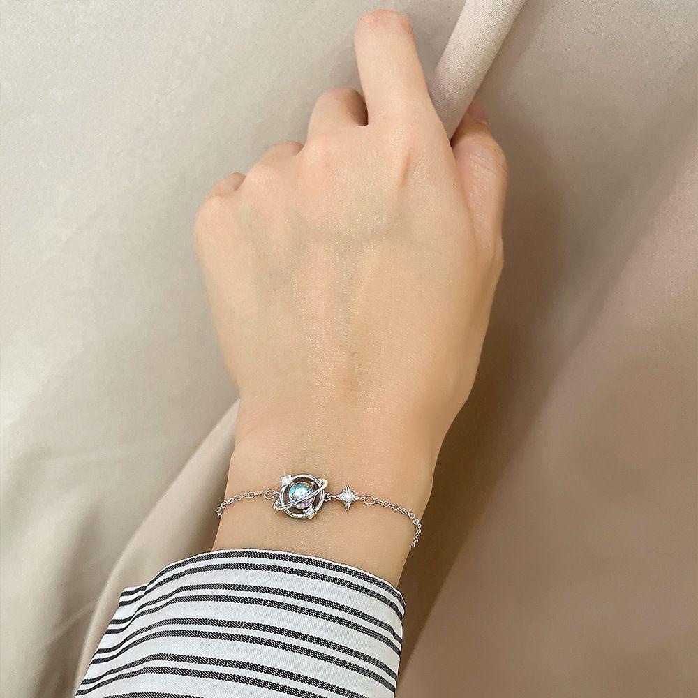 JARRED Vòng Tay Bạc Siêu Mỏng Hình Hành Tinh Có Thể Điều Chỉnh Thời Trang Cho Nữ