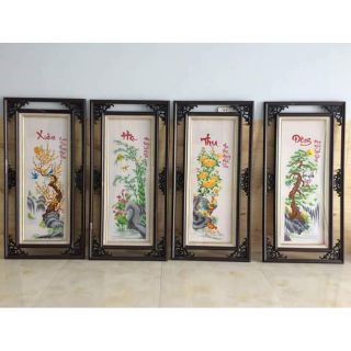 Tranh thêu tứ quý thành phẩm