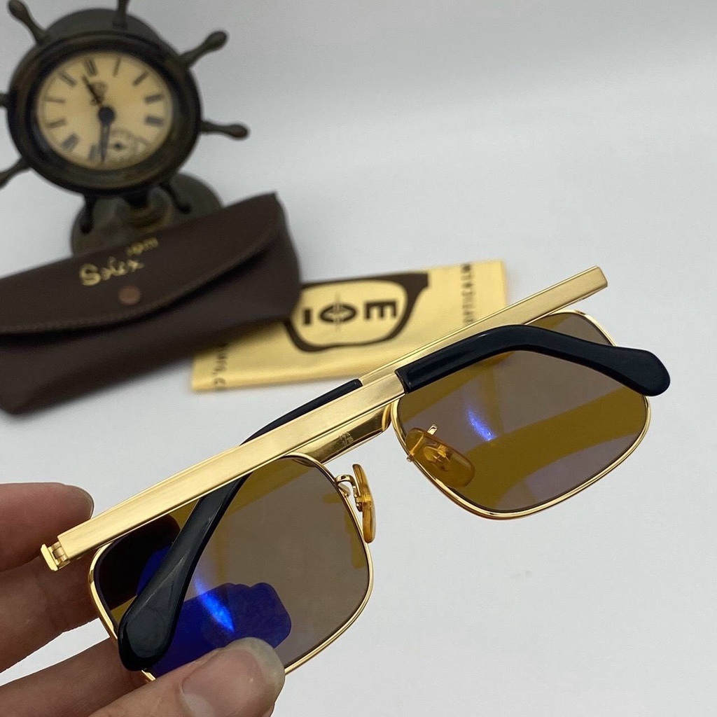 Kính râm mạ vàng 14k ⚡ CỰC SANG TRỌNG ⚡ Kính mắt  Solex chữ H mạ vàng 14k xuất xứ Nhật Bản, mắt thủy tinh nâu trà