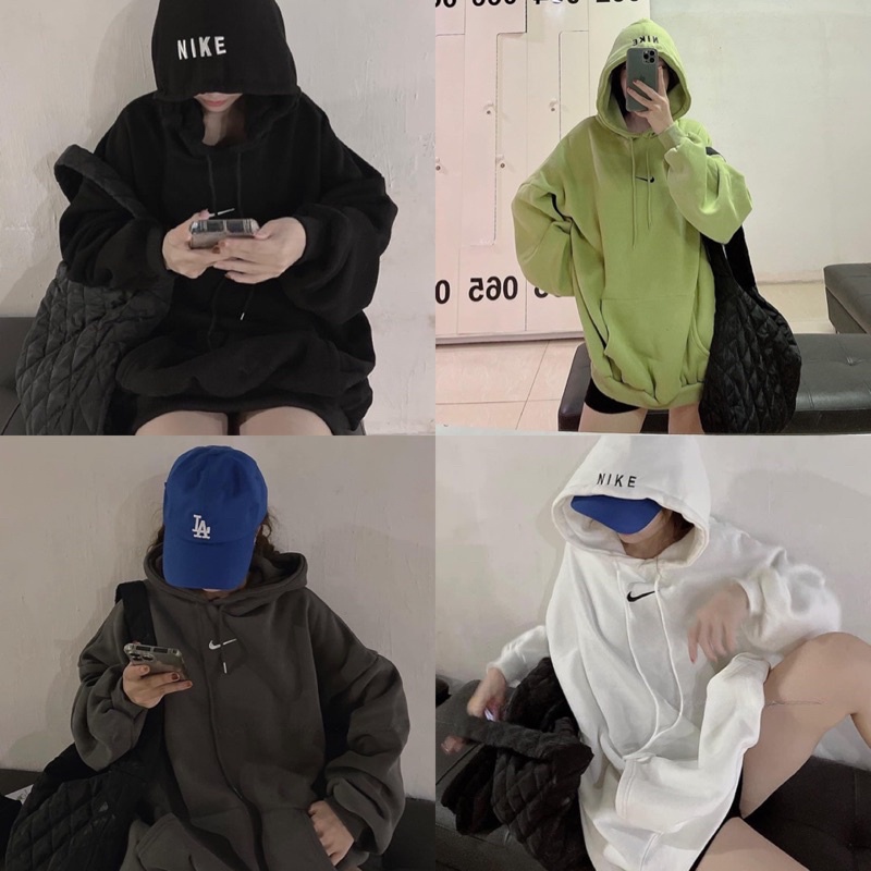 Áo Hoodie Basic Ni-ke Nhiều Màu Unisex Nam Nữ, Nỉ Mũ 2 Lớp Tay Bồng Form Rộng Hai Lớp Chuẩn Ảnh( Hàng Sẵn)