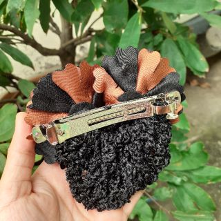 Kẹp tóc đính hoa có lưới chụp tóc