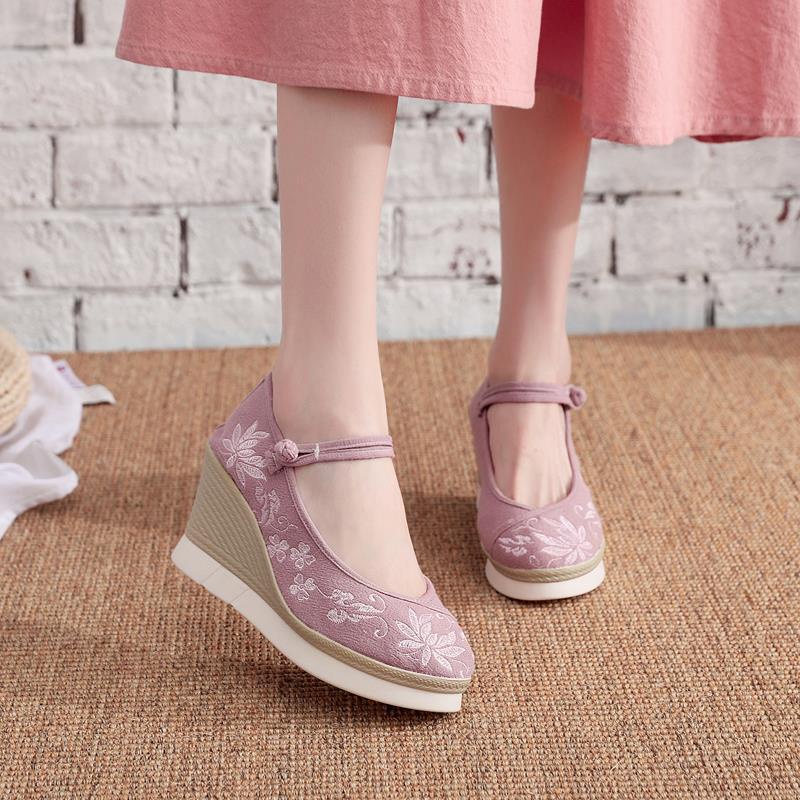 Giày Vải Đế Xuồng Cao 9cm Thêu Họa Tiết Kiểu Hán Phục Trung Hoa Cổ Điển Thời Trang Xuân Thu 2021 Cho Nữ 1 * 2021