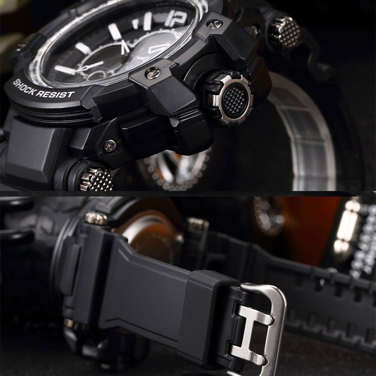 ĐỒNG HỒ KIM ĐIỆN TỬ NAM SBAO S8007 CHẠY 2 MÁY CHỐNG NƯỚC DÂY SILLICONE CAO CẤP