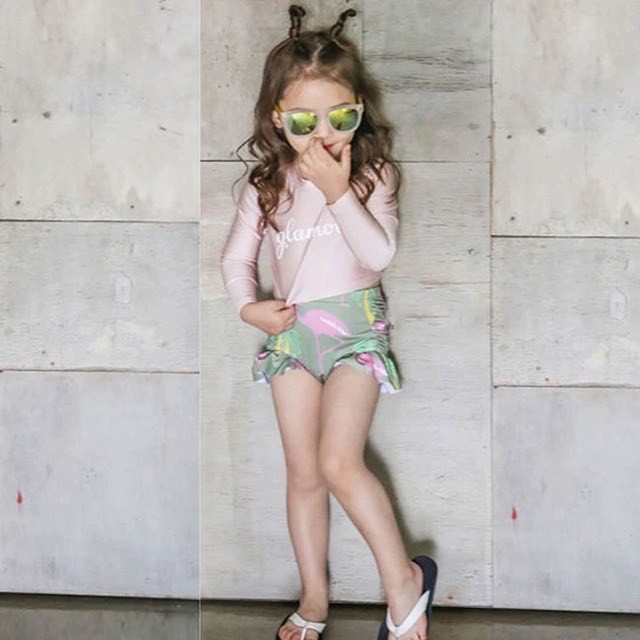 Bikini - Set đồ bơi bé gái dài tay Glamour siêu đẹp - có mũ