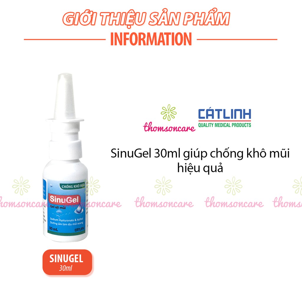 Xịt giảm khô mũi Sinugel Lọ 30ml - của Dược Cát Linh - dưỡng ẩm, ngăn ngừa chảy máu cam, giảm ngạt mũi