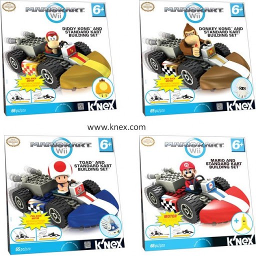 Lắp ráp xây dựng xe ô tô gồm 4 nhân vật :Mario,Toad,Donkey và Diddy Kong của hãng K'nex Mỹ