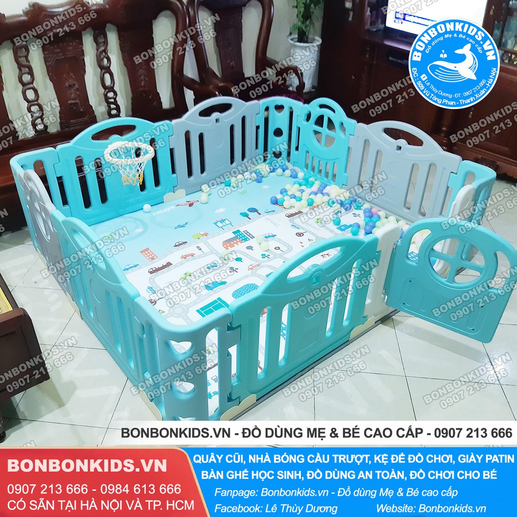 Quây cũi nhựa cho bé Hàn Quốc Newber Kitty bo góc (1m8x2m) - Quây bóng cao cấp