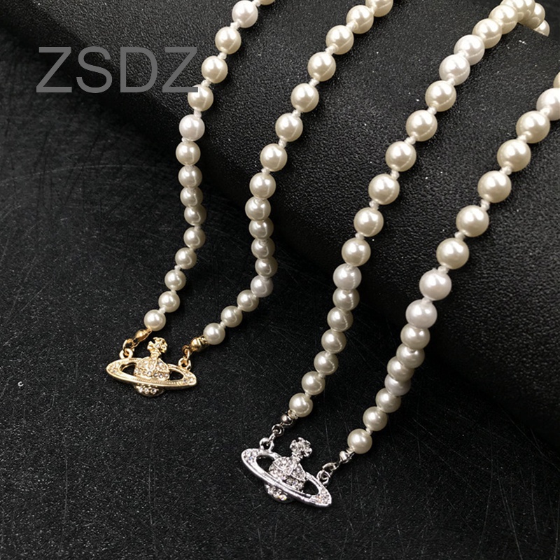 Vòng Cổ Choker Ngắn Đính Ngọc Trai Hình Hành Tinh Phong Cách Retro Sang Trọng Cho Nữ