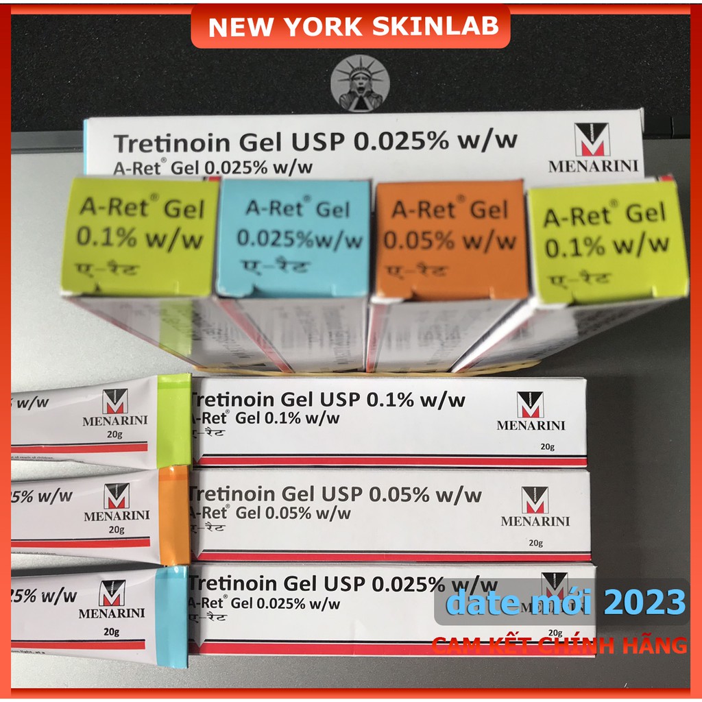 Tretinoin Aret gel 0.1% - 0.05% - 0.025% (20g) - tretinol giảm mụn, chống lão hóa (tre Ấn Độ chính hãng)