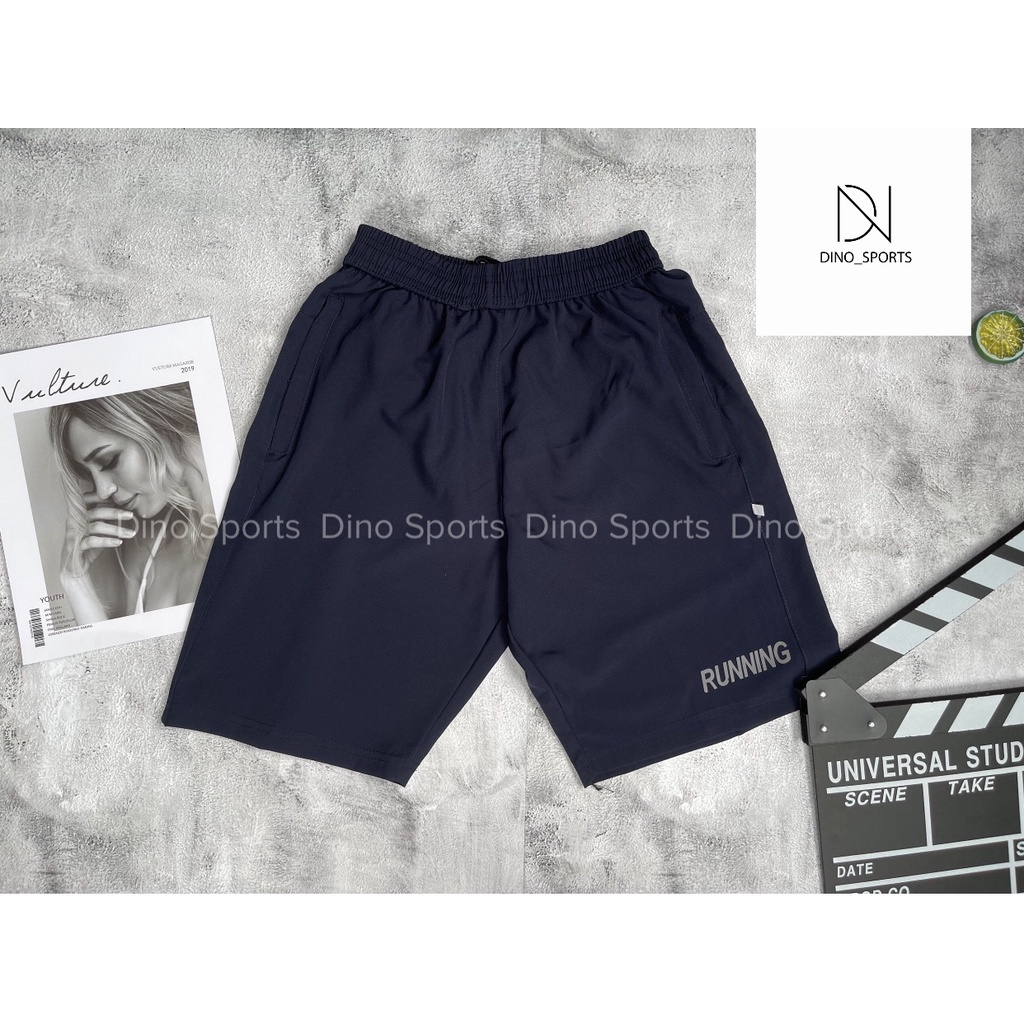 Quần đùi nam in chữ RUNNING quần short nam DINO SPORT dáng thể thao năng động thoáng khí