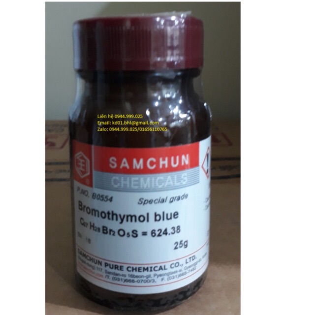 Bromothymol blue C27H28Br2O5S SAMCHUN Hàn Quốc lọ 25g CAS 76-59-5 xanh bromothymol